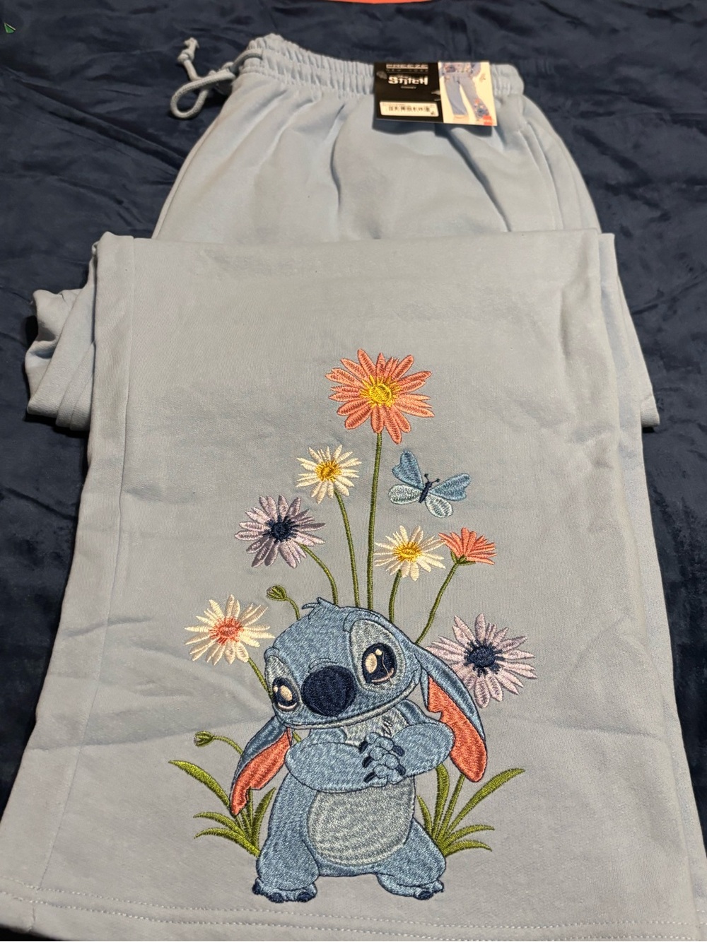 NWT Disney Stitch Freeze New York Embroidered Floral Garden Sweatpants XXL